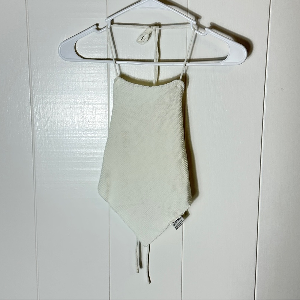 SHEIN Cream Halter Tank Top